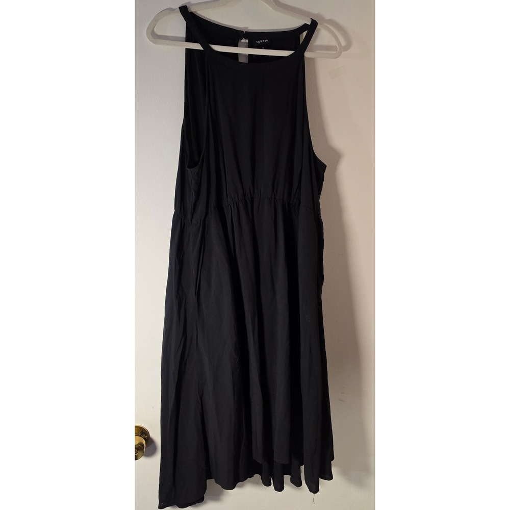 Torrid Black Sleeveless Halter Midi Dress Elastic Waist Keyhole Back Plus Size 3